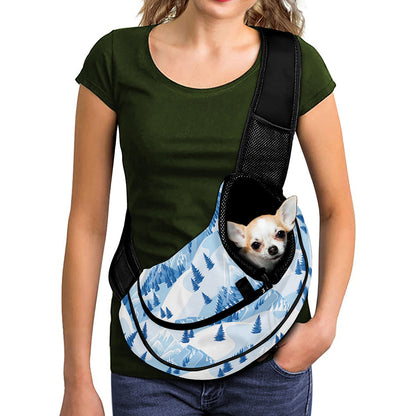 Skiing Mountain Print Pet Sling Carrier