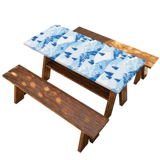 Skiing Mountain Print Picnic Table Cover