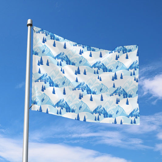 Skiing Mountain Print Polyester Flag