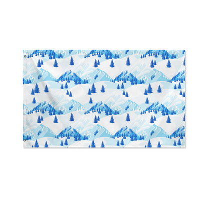Skiing Mountain Print Polyester Flag