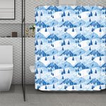 Skiing Mountain Print Polyester Shower Curtain