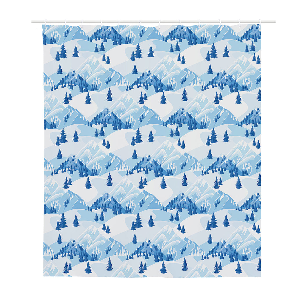 Skiing Mountain Print Polyester Shower Curtain