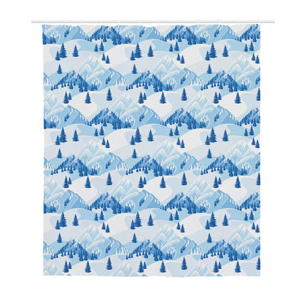 Skiing Mountain Print Polyester Shower Curtain