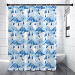 Skiing Mountain Print Premium Shower Curtain