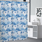 Skiing Mountain Print Premium Shower Curtain
