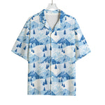 Skiing Mountain Print Rayon Hawaiian Shirt