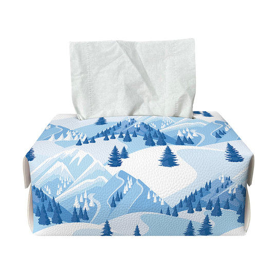 Skiing Mountain Print Rectangle Tissue Box Cover