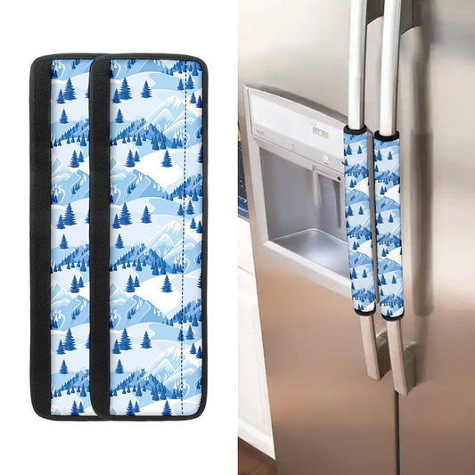 Skiing Mountain Print Refrigerator Handle Covers