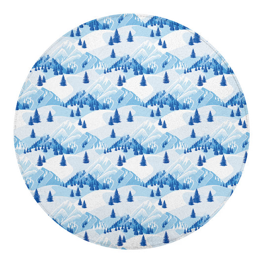 Skiing Mountain Print Round Blanket