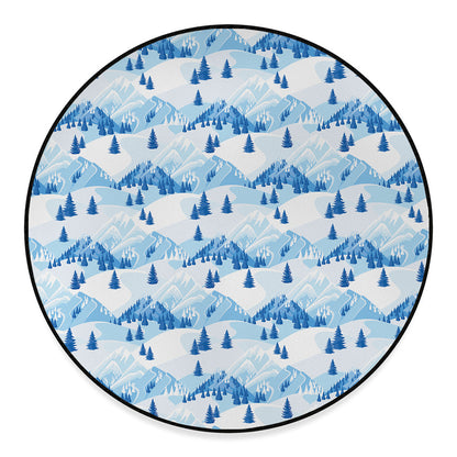 Skiing Mountain Print Round Floor Mat
