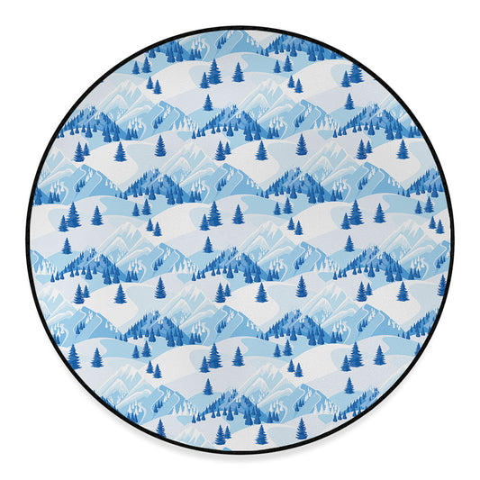 Skiing Mountain Print Round Floor Mat
