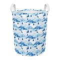 Skiing Mountain Print Round Laundry Basket