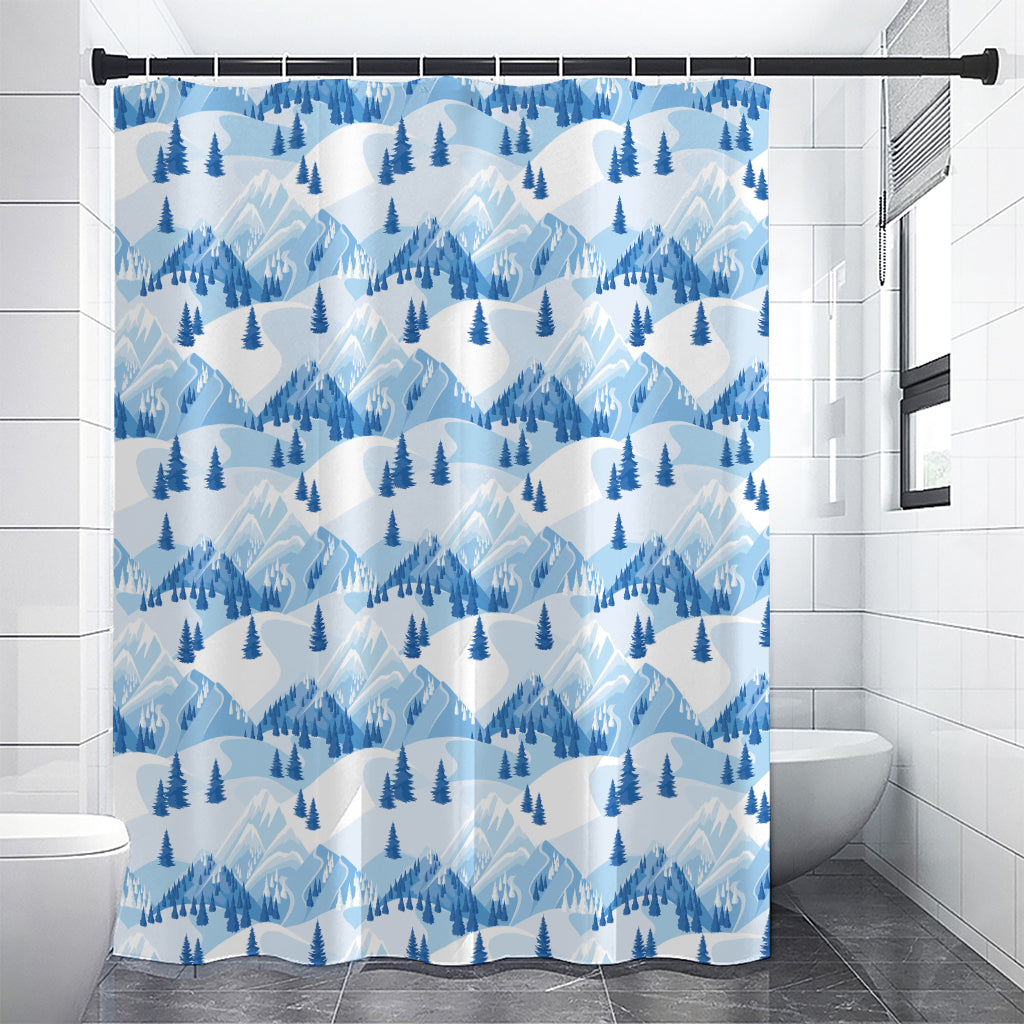 Skiing Mountain Print Shower Curtain