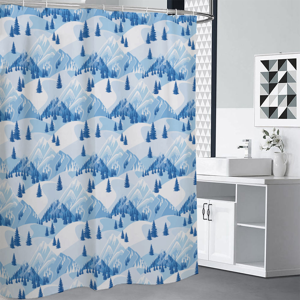 Skiing Mountain Print Shower Curtain