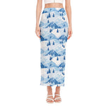 Skiing Mountain Print Side Slit Maxi Skirt