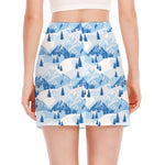 Skiing Mountain Print Side Slit Mini Skirt