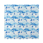 Skiing Mountain Print Silk Bandana