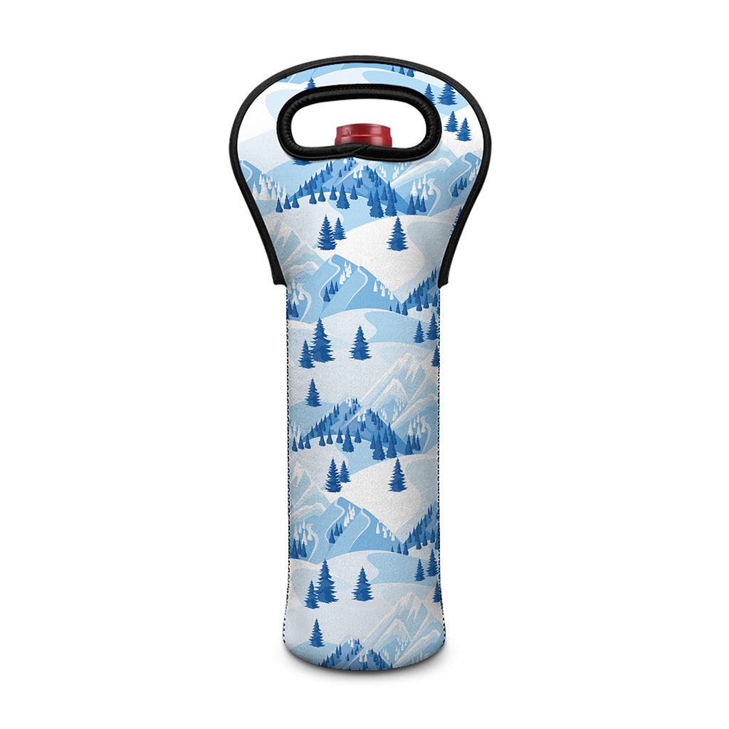 Skiing Mountain Print Single Neoprene Wine Tote