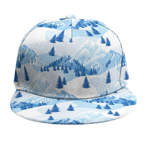 Skiing Mountain Print Snapback Cap
