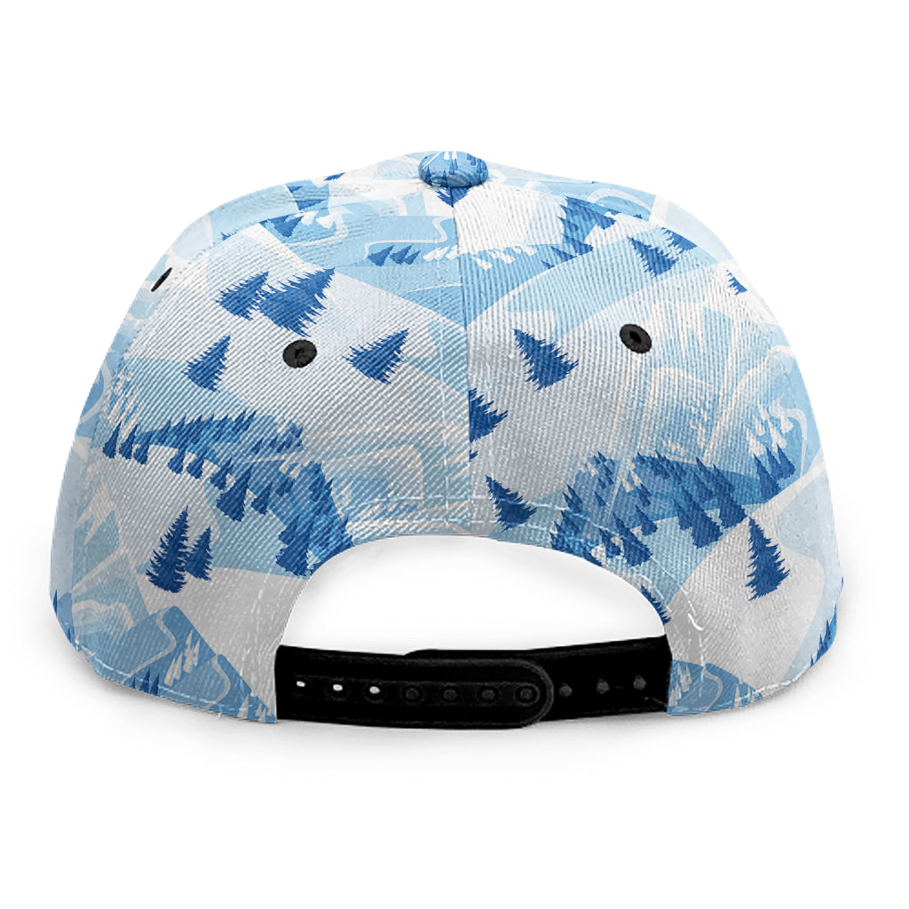 Skiing Mountain Print Snapback Cap
