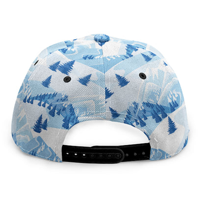Skiing Mountain Print Snapback Cap