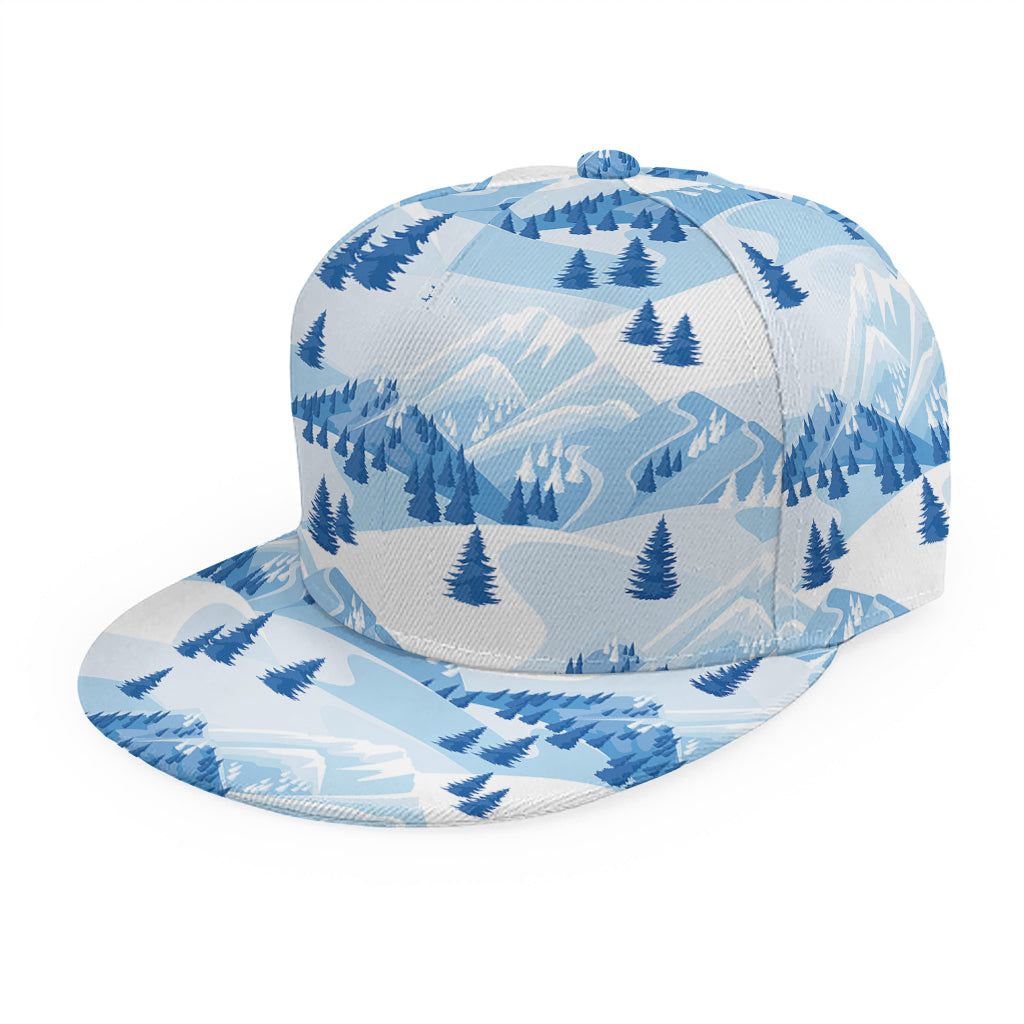 Skiing Mountain Print Snapback Cap