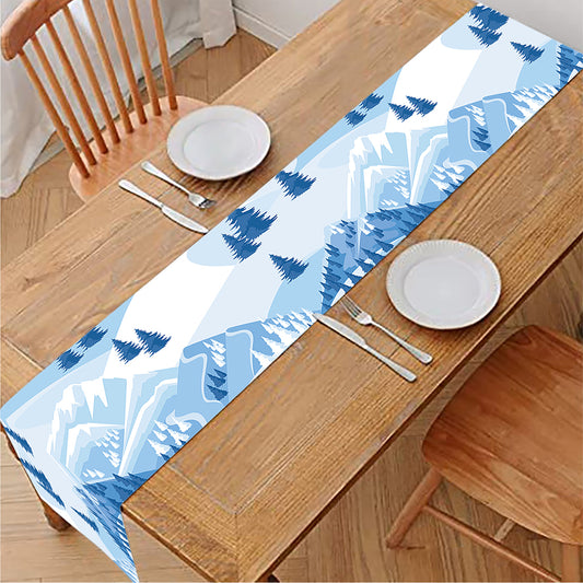Skiing Mountain Print Table Runner