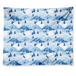 Skiing Mountain Print Tapestry