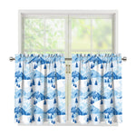 Skiing Mountain Print Tier Curtains