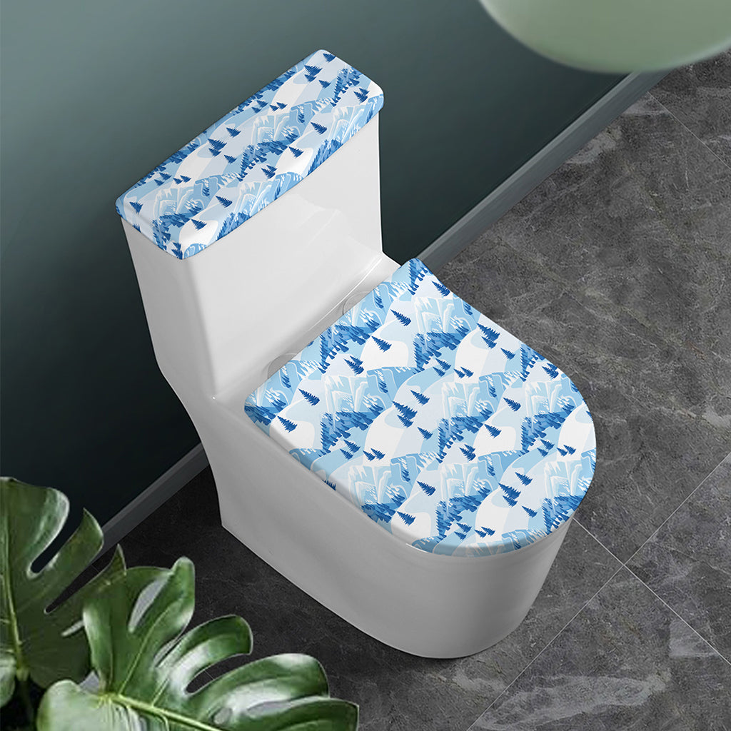 Skiing Mountain Print Toilet Lid And Tank Cover Set