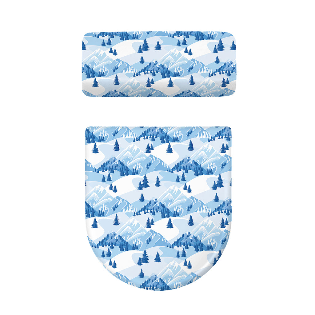 Skiing Mountain Print Toilet Lid And Tank Cover Set