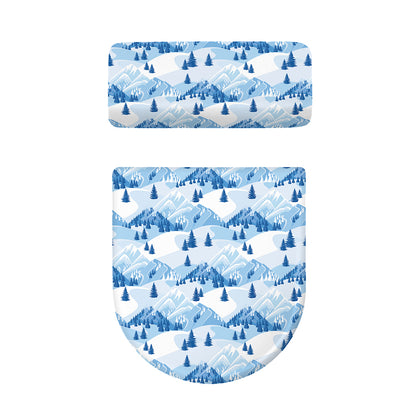 Skiing Mountain Print Toilet Lid And Tank Cover Set