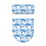 Skiing Mountain Print Toilet Lid And Tank Cover Set