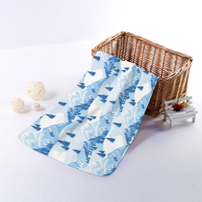 Skiing Mountain Print Towel