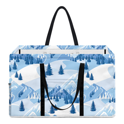 Skiing Mountain Print Utility Tote Bag