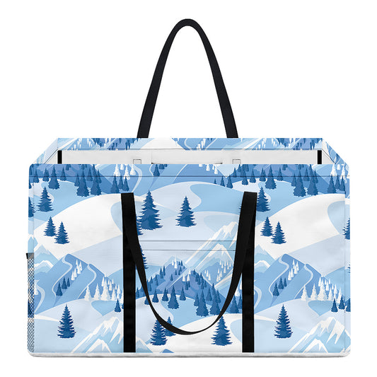 Skiing Mountain Print Utility Tote Bag