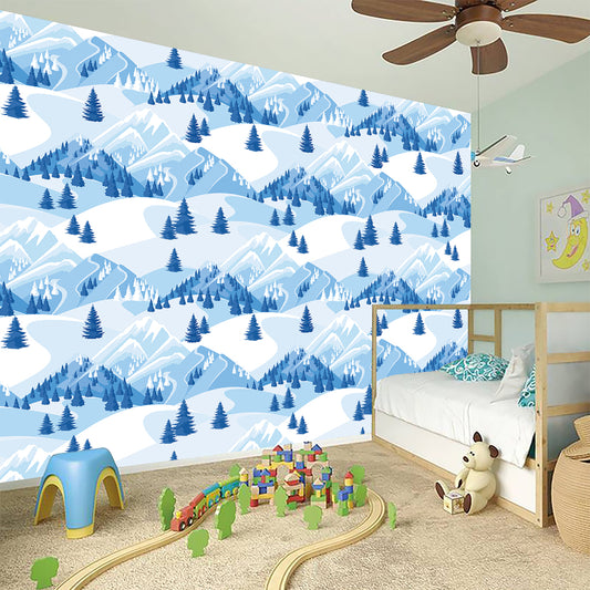 Skiing Mountain Print Wall Sticker
