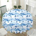 Skiing Mountain Print Waterproof Round Tablecloth