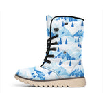 Skiing Mountain Print Winter Boots