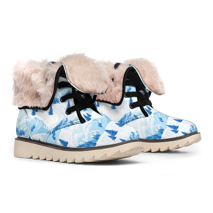 Skiing Mountain Print Winter Boots