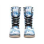 Skiing Mountain Print Winter Boots