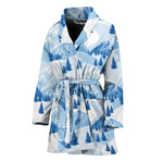 Skiing Mountain Print Women's Bathrobe