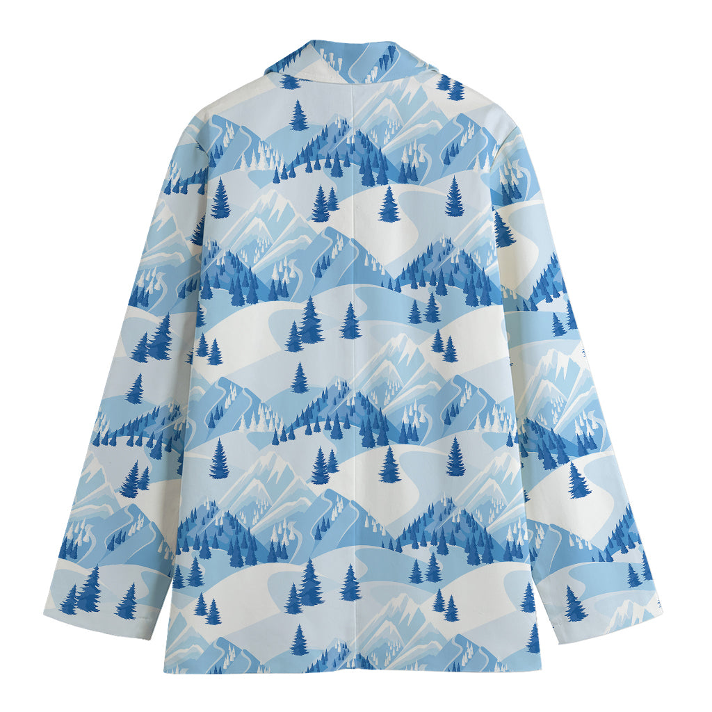 Skiing Mountain Print Women's Blazer