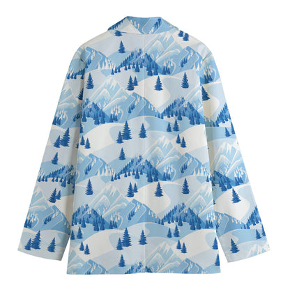 Skiing Mountain Print Women's Blazer