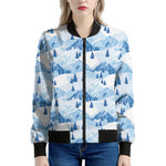 Skiing Mountain Print Women's Bomber Jacket