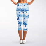 Skiing Mountain Print Women's Capri Leggings