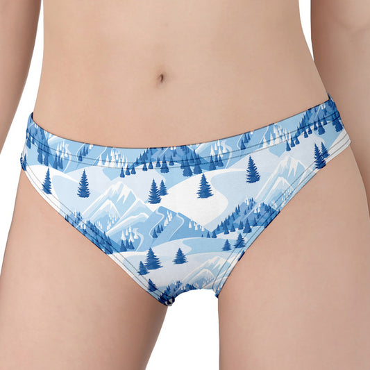 Skiing Mountain Print Women's Panties