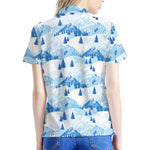 Skiing Mountain Print Women's Polo Shirt