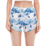 Skiing Mountain Print Women's Split Running Shorts