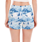 Skiing Mountain Print Women's Split Running Shorts
